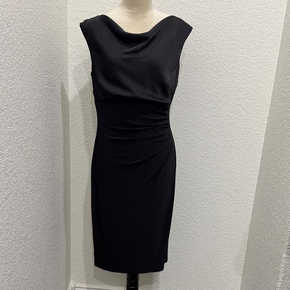 Lauren Ralph Lauren Black Draped Midi Dress